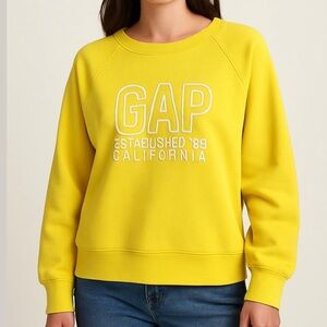 GAP lemon yellow graphic sweatshirt ‘established ‘69 California’ size medium